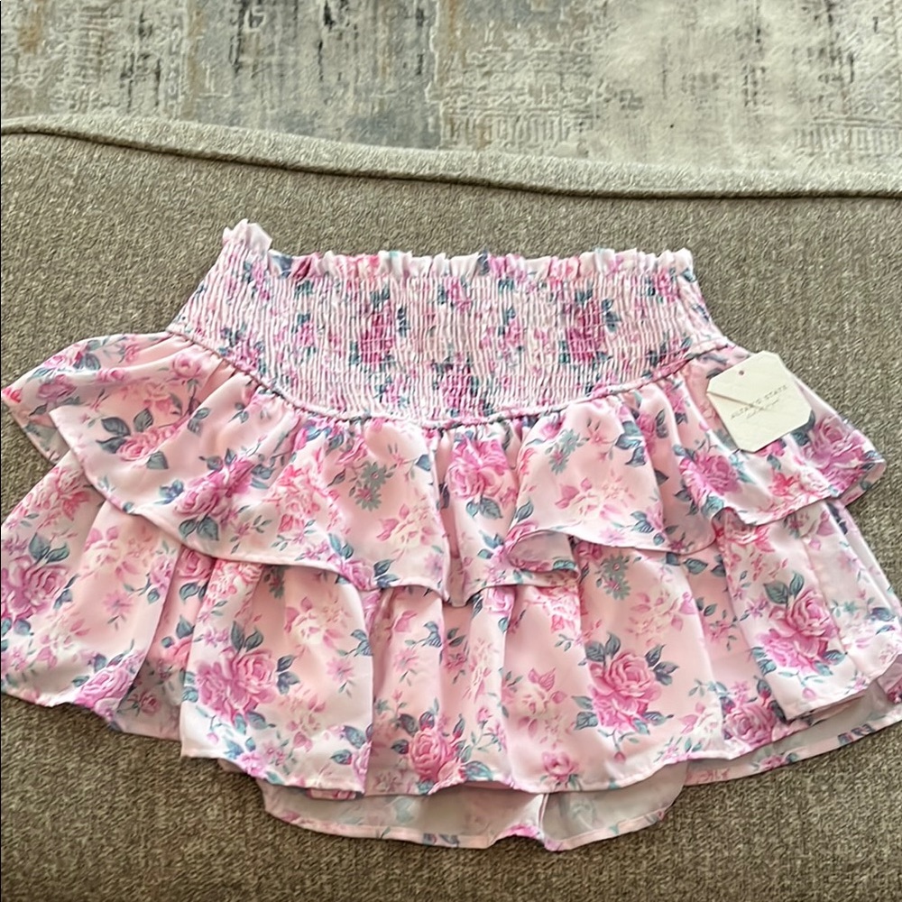 Altar'd State Pink Ruffled Mini Skirt